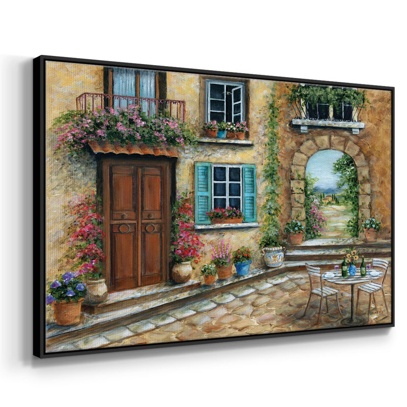 " Tuscan Courtyard ", 25" H x 37" W x  x 2" D, Black