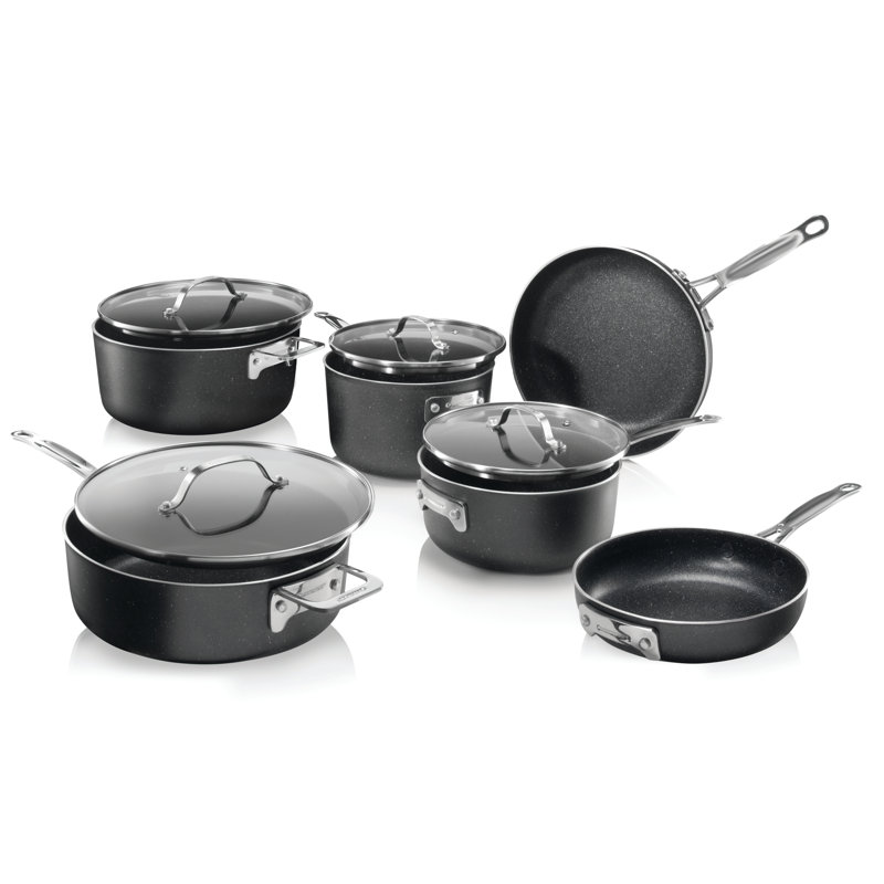 Granitestone Stackable Space Saving 10 Piece Aluminum Non Stick Cookware Set, Oven & Dishwasher Safe