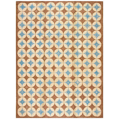 Tapis en laine tissé à la main style contemporain moderne géométrique brun des années 2000 10 pi x 14 pi