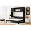 Lit double noir avec 3 armoires de rangement pour couvertures et chaussettes, fabrication en bois de pin fiable, petits espaces pliants noirs, portes d'intimité, rustique et rustique
