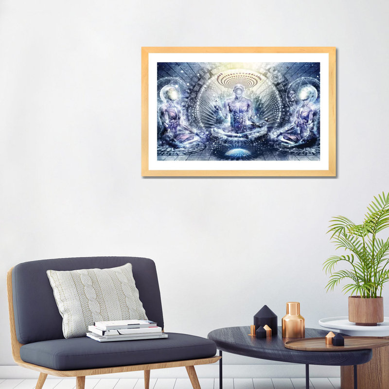 « Awake was so beautiful » par Cameron Gray-impression d’art graphique, Toile avec cadre en bois beige, Blanc