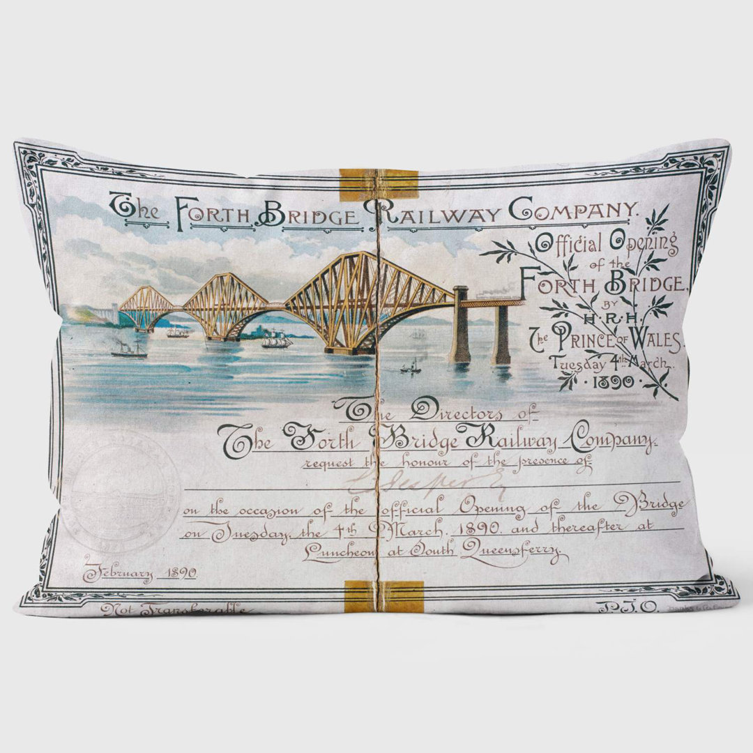 Invitation Card for the Official Opening of the Forth Bridge 1890 - National Railway Museum Cushion