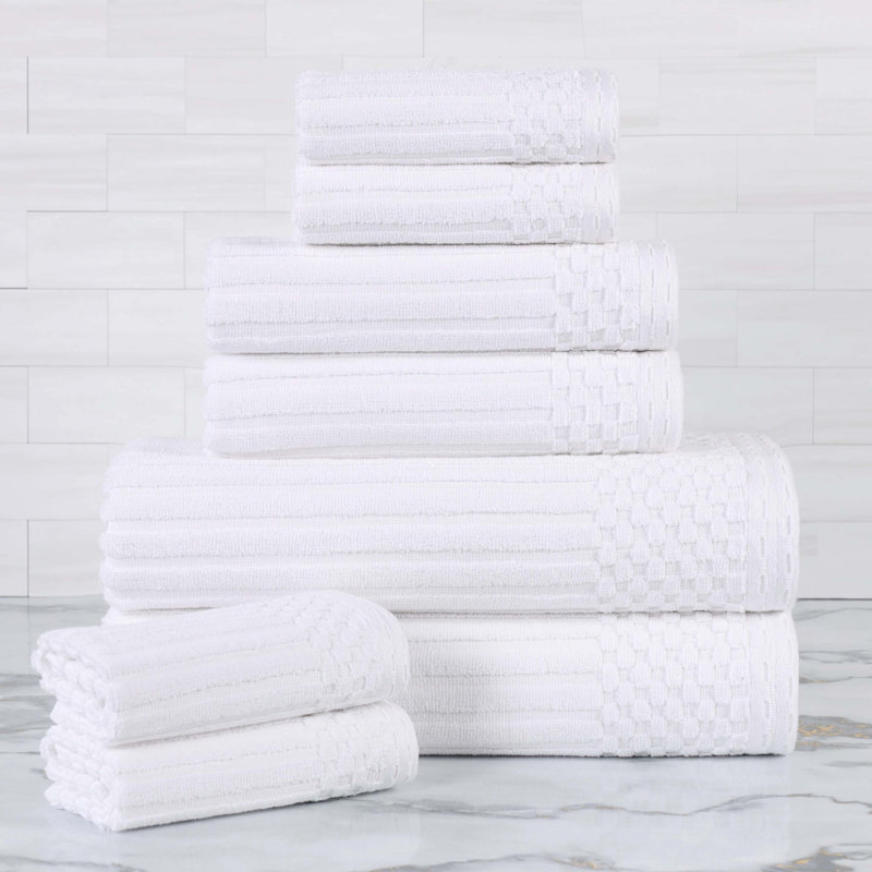 Collection de serviettes en coton Soho Spa, Blanc, Ensemble de serviettes 8 pièces