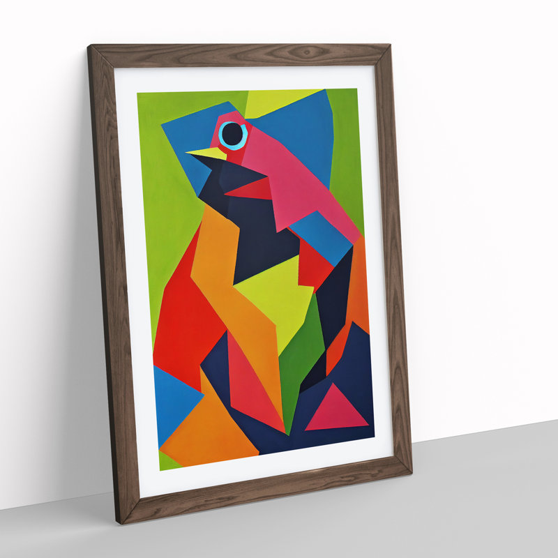 Bird In Abstract No.2 - Single Picture Frame Print, 46cm H x 34cm W x 2cm D, Walnut