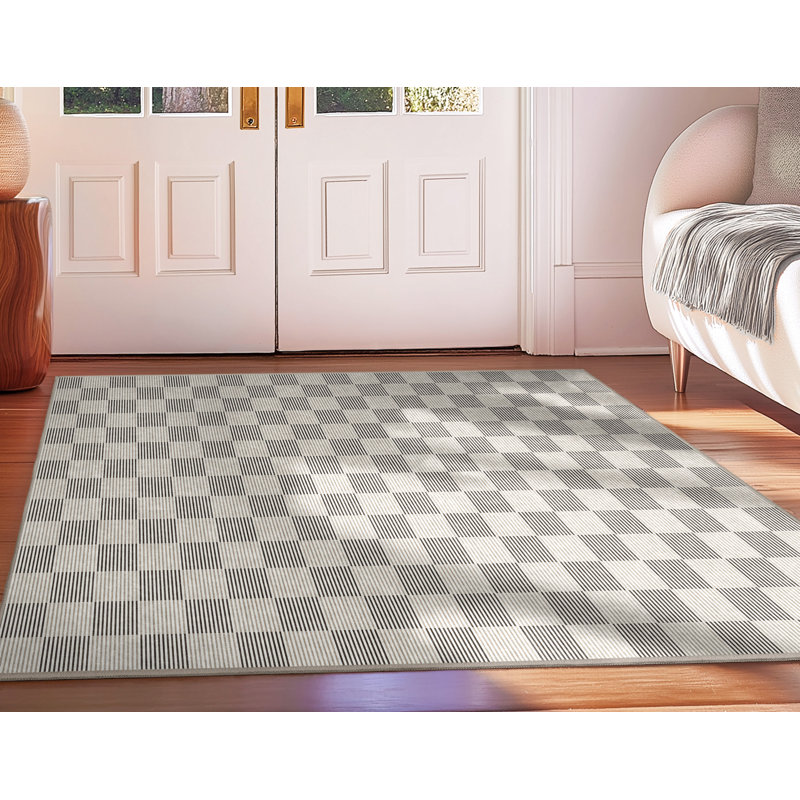 Tapis tissé à plat à motif géométrique Kehr Summit - facile à nettoyer et durable, Rectangle 5 pi x 3 pi 3 po