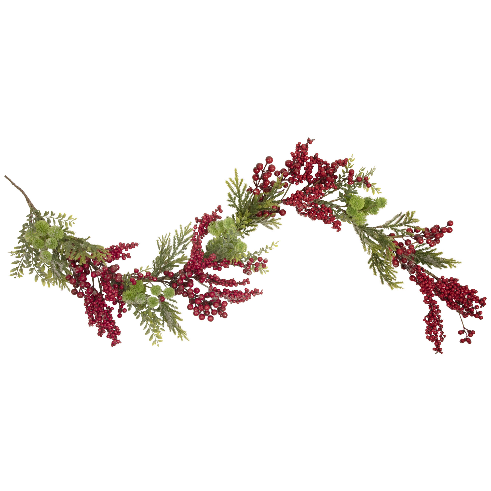 Northlight 5' X 8 Frosted Pine And Red Berry Christmas Garland