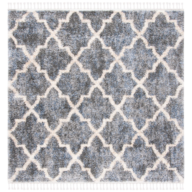 Calynn Fringe Shag Performance Geometric Rug, Square 6'7"