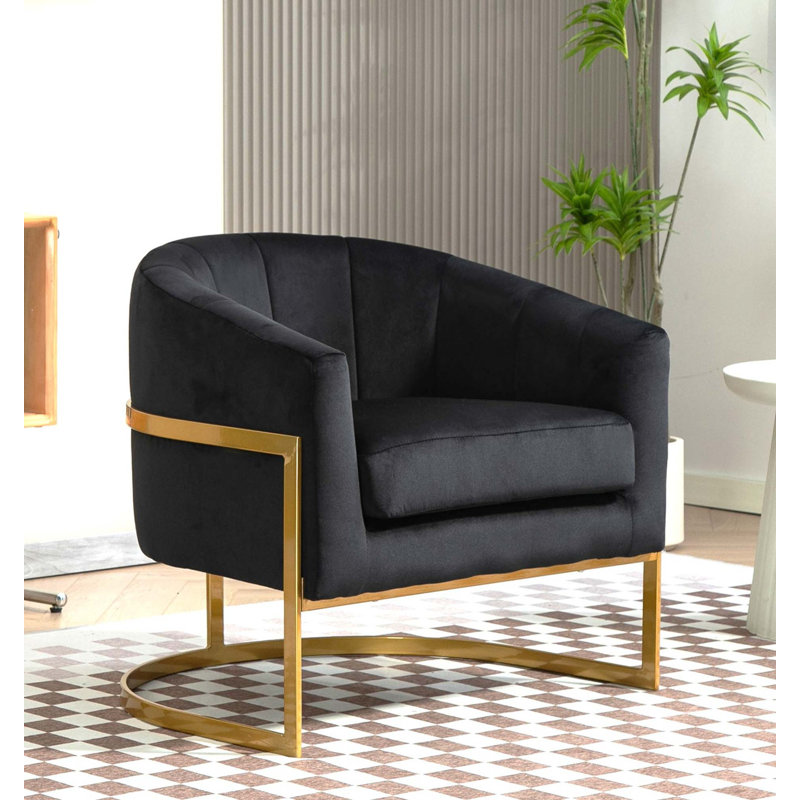 Fauteuil d'appoint ergonomique en velours pour la maison et le bureau, Noir