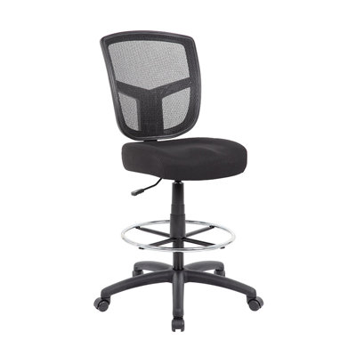 Mea Drafting Stool Chair, Adjustable Height, Black Mesh, Chrome Footring