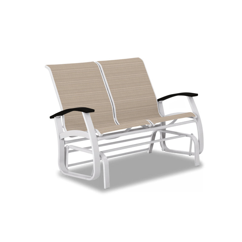 Belle Isle Outdoor Glider, Black P70, Gloss White, Nickel