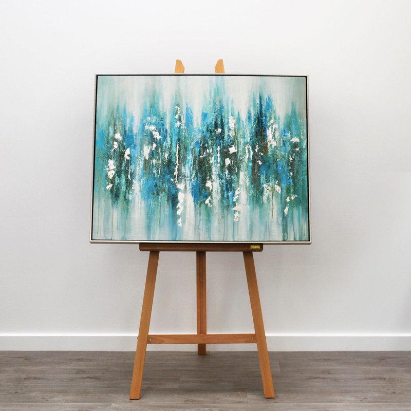 Mineral Aqua Haze - Floater Frame Painting on Canvas