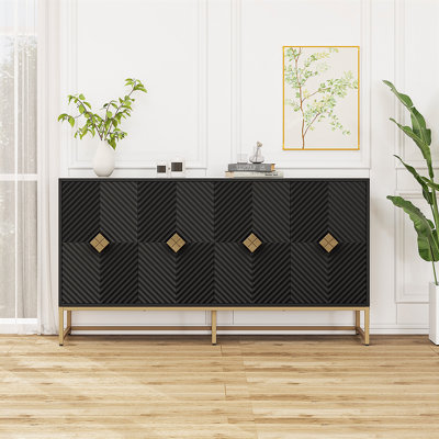 Carved 4 Door Sideboard ,Sideboard Buffet Cabinet With Storage ,Modern Coffee Bar Cabinet With  Adjustable Shelf For Living Room,Diningroom,Kitchen -  Mercer41, 65BA24388C664503B6F8E1B8A48A12C0