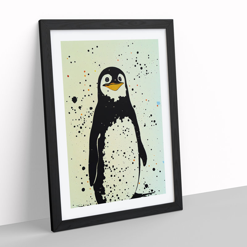 Penguin Graffiti No.7 - Wall Art, Black Picture Frame, 66cm H x 48cm W, White