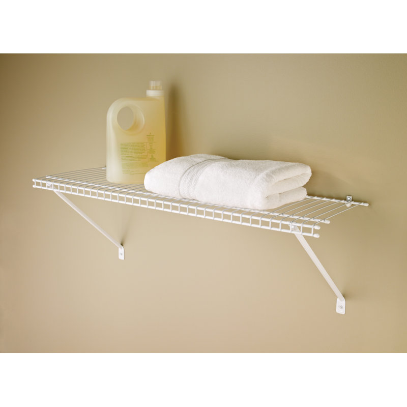 White Wire Shelf Kit 1 Tier Shelving Unit for Wardrobe or Utility Storage, 30.5cm H x 91.5cm W x 30.5cm D