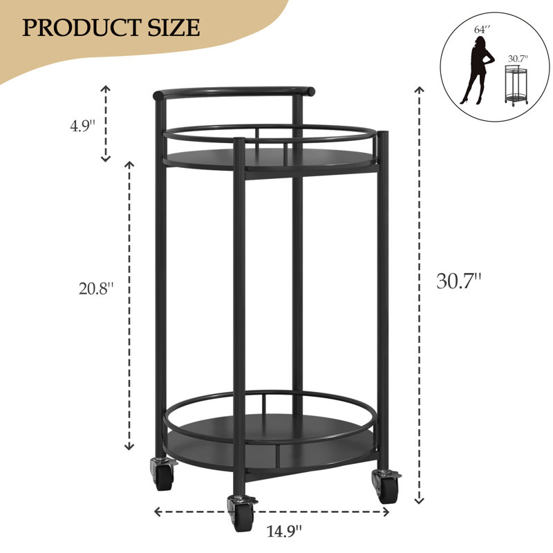 30'' H x 16'' W Utility Cart, Black