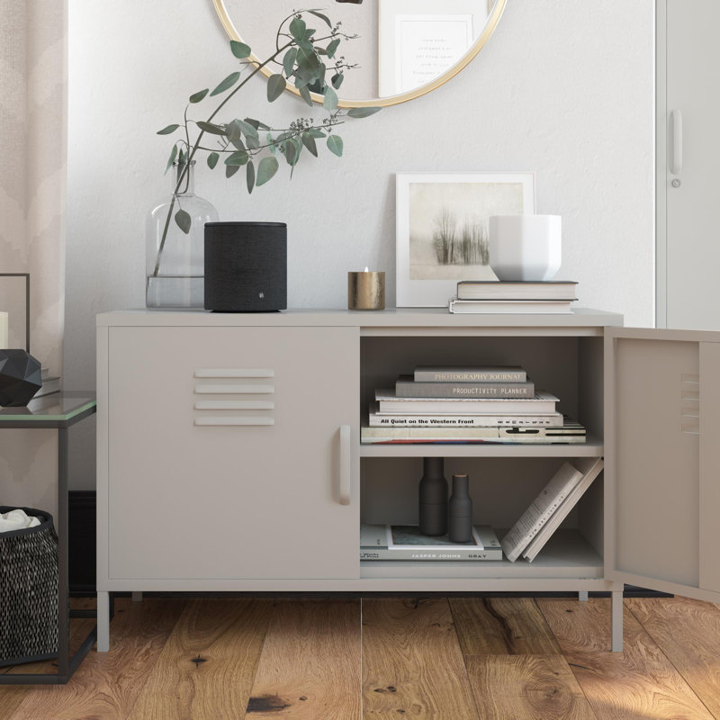 2-door metal locker accent cabinet, Taupe
