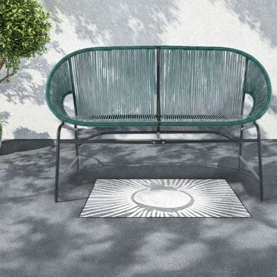 Spacious Patio Sofas, Pe Rattan Metal Modern Loveseat For Patio Home