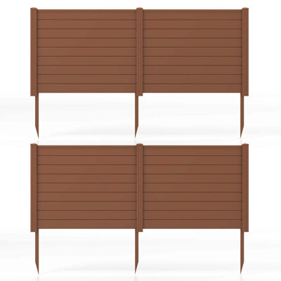 Costway 4 Pack 48" X 37.5" Air Conditioner Fence Screen Panel Kit With 3 Ground Stakes Brown
