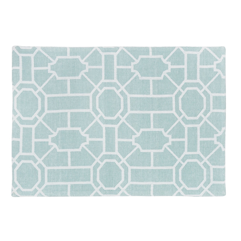 Geometric 100% Cotton Tablecloth, Sea Glass Green