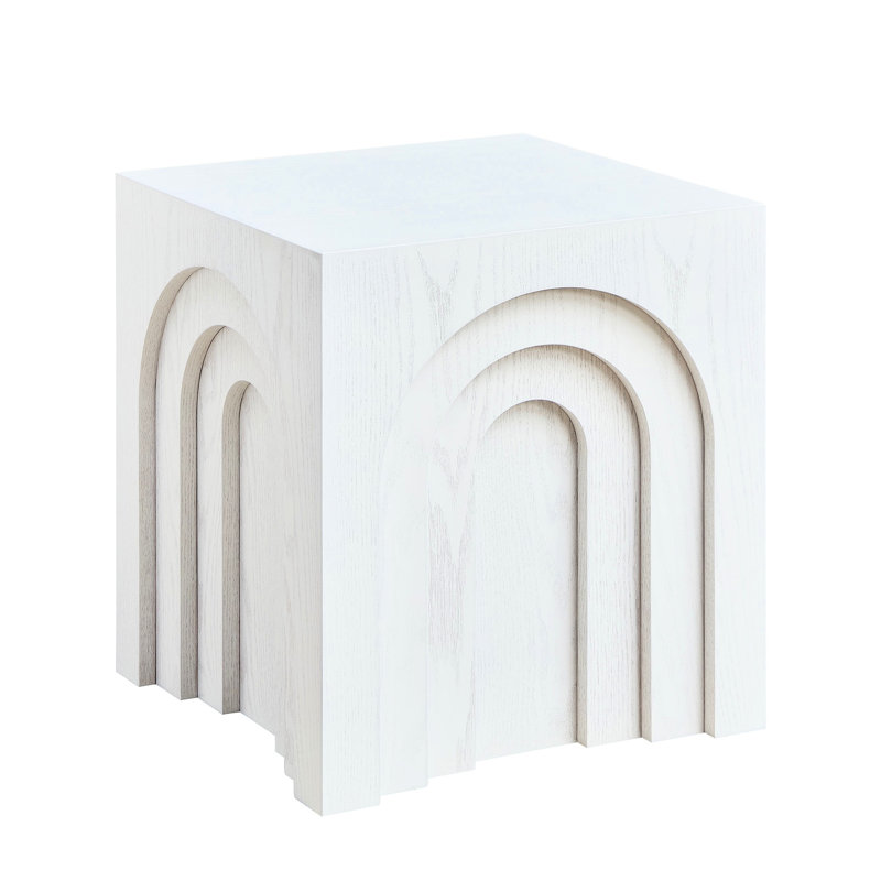Table basse carrée de 15,99 po, table d'appoint pour chambre à coucher et salon, Blanc
