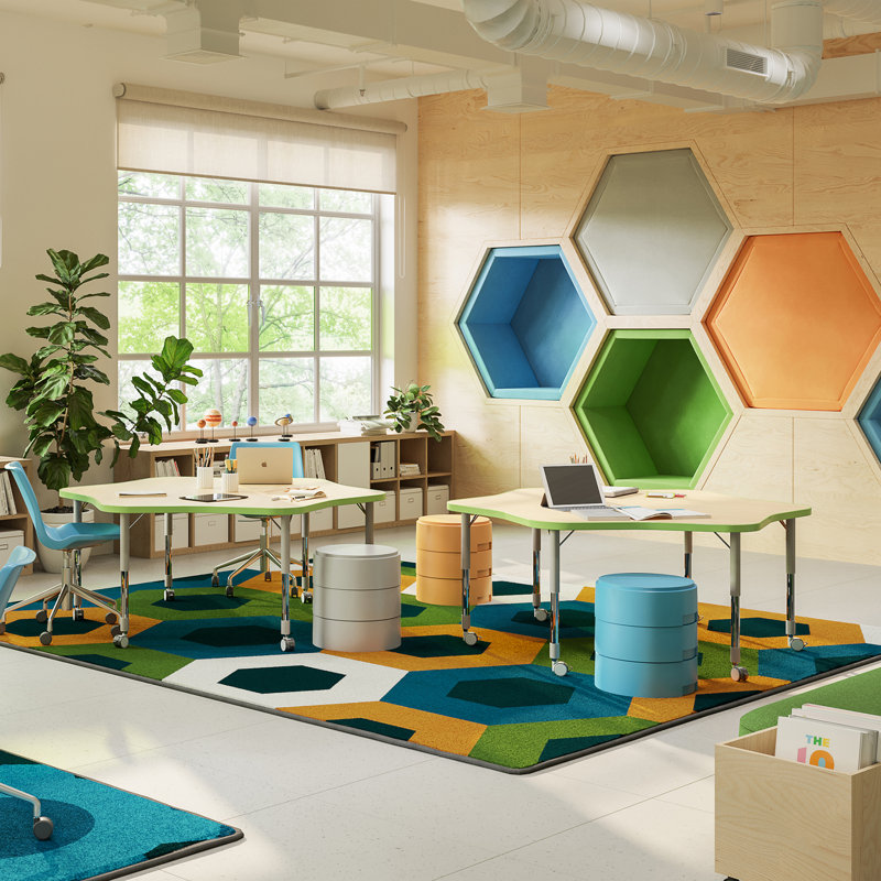 Kid Essentials Hexed Area Rug, Rectangle 5'4" x 7'8"