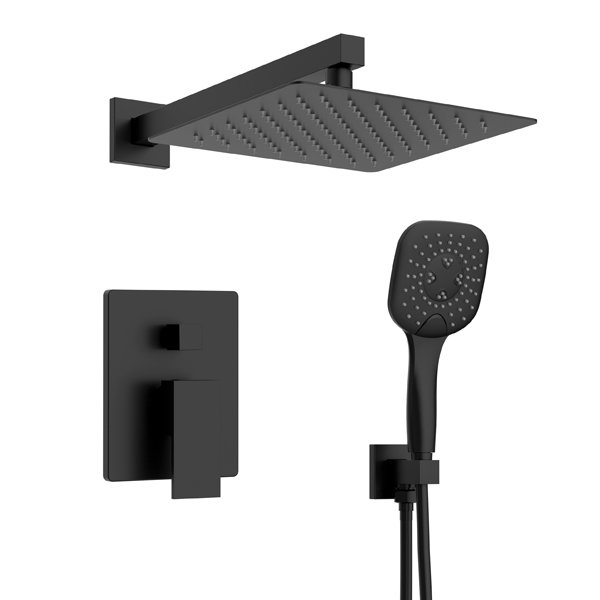 Robinet de douche avec valve brute, Noir mat