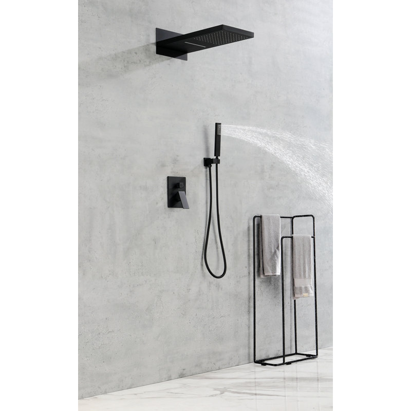 Thermostatic Complete Shower System with Rough in-Valve, Matte Black
