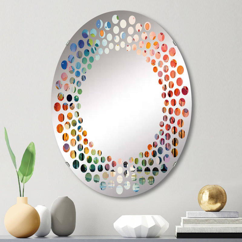 Pédale géométrique de vélo Pointillism I - Miroir mural à pois ovale, L 20 po x H 30 po