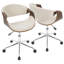 Chaise de bureau en noyer et crème