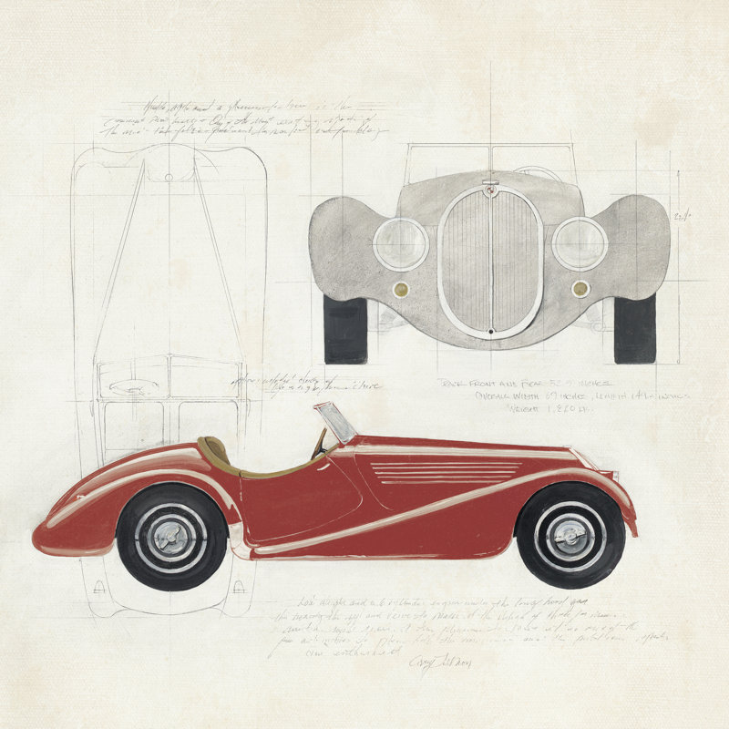 Roadster I Red Car by Avery Tillmon - Wrapped Canvas Print, 76cm H x 76cm W