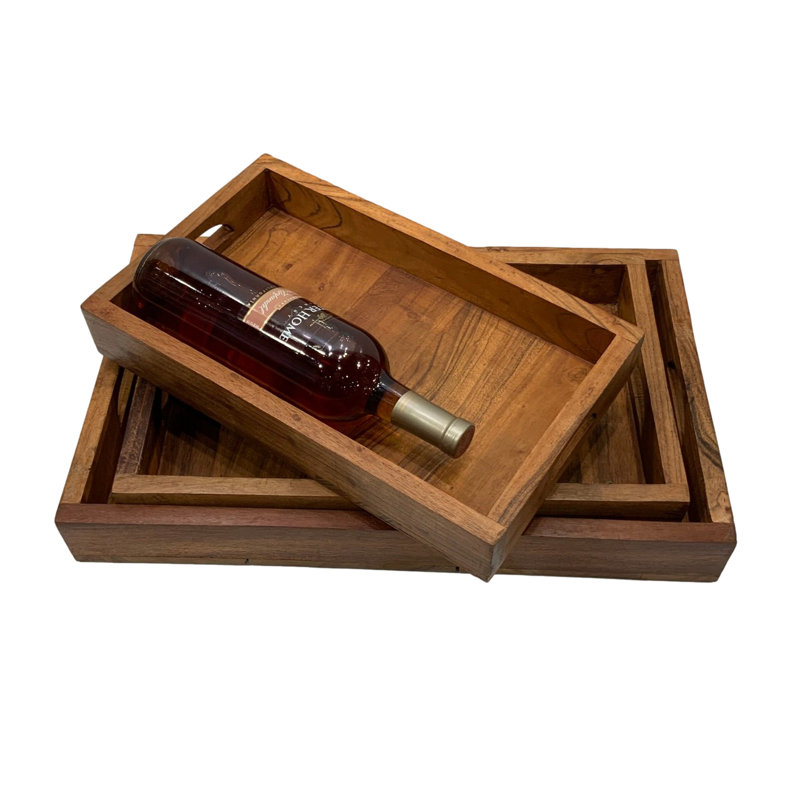 Charene Solid Wood Tray - Set of 3