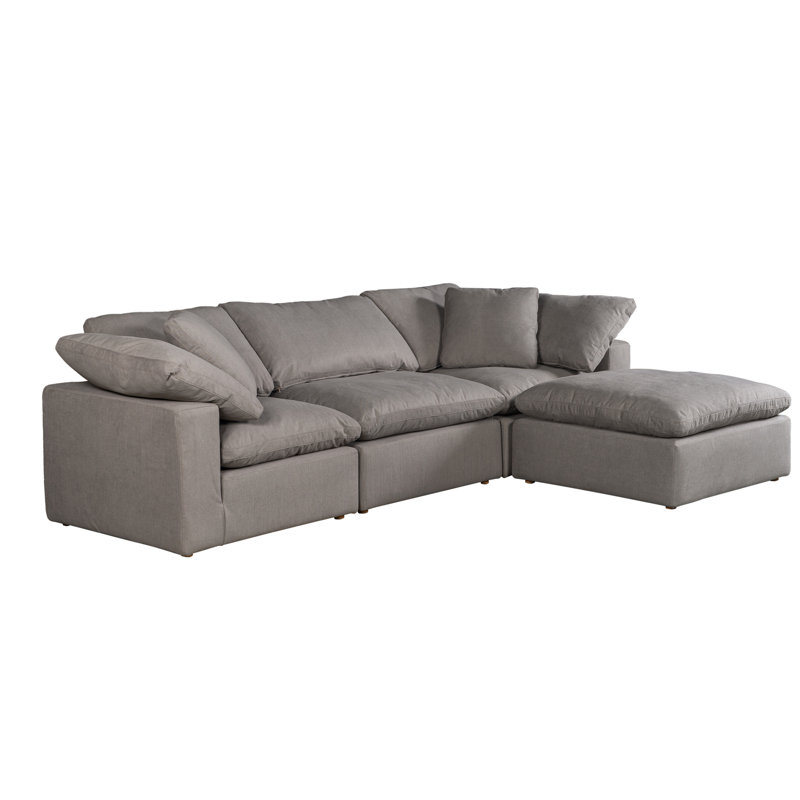 4 - Piece Performance Fabric Modular Sectional, Light Gray Performance