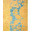 Tapis jaune / bleu noué à la main de conception unique 4 pi 1 po x 5 pi 10 po Vedrana Mogul