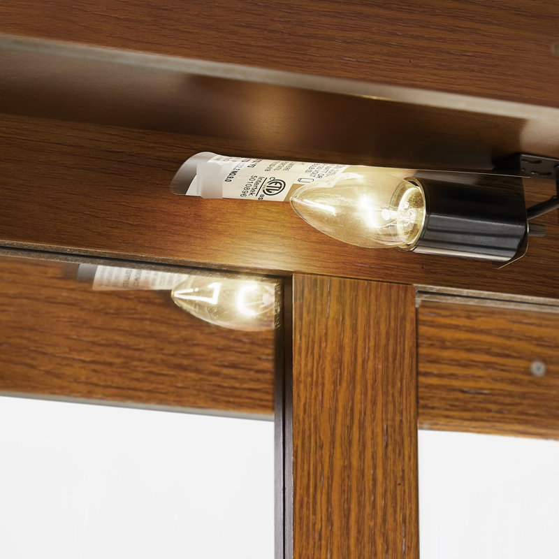 Floor Mounted Curio Cabinet In Oak With Mirrored Back And Versatile Storage Oak, Tempered Glass, Oak