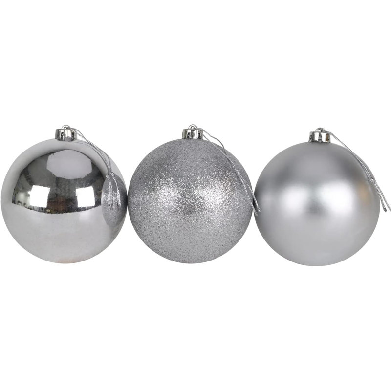 Polyvinyl Chloride (PVC) Ball Ornament, Silver, 10cm H x 10cm W x 10cm D