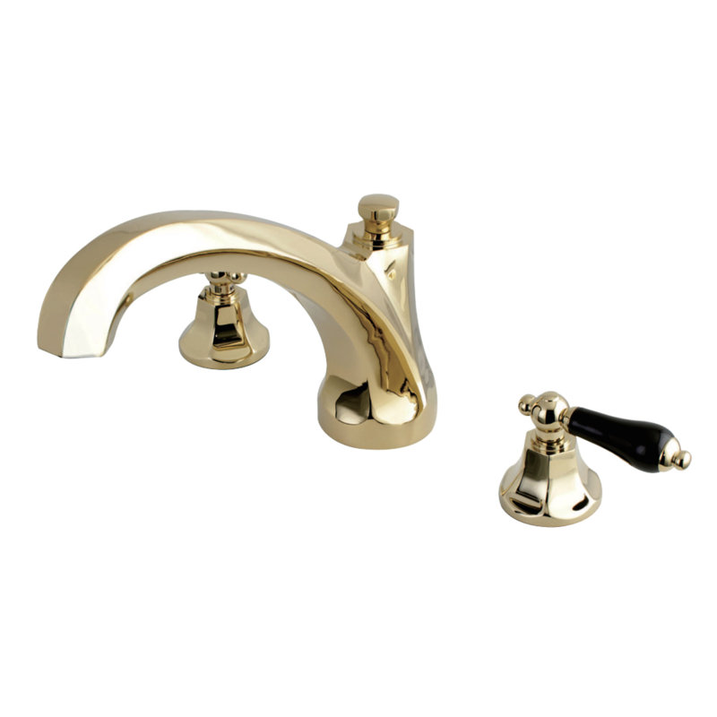 Kingston Brass Duchess Two-Handle 3-Hole Deck Mount Roman Tub Faucet, Polished Brass