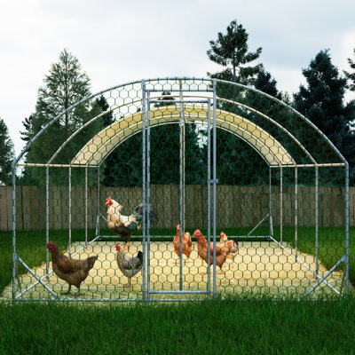 26'X9'x6'large Metal Chicken Coop,Walk-In Poultry Cage,Chicken Run With Waterproof Cover,Outdoor Backyard Farm,Chicken Rabbits Duck Run Pen,Easy To As -  Tucker Murphy Pet™, D47D1704EA01413A93BD365BF8050A7E