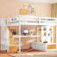 Lit mezzanine double avec bureau, tablettes, tiroirs - blanc et naturel magnifique et tablette, unité de rangement