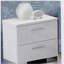 2 Drawers Nightstand with Chrome Legs, White