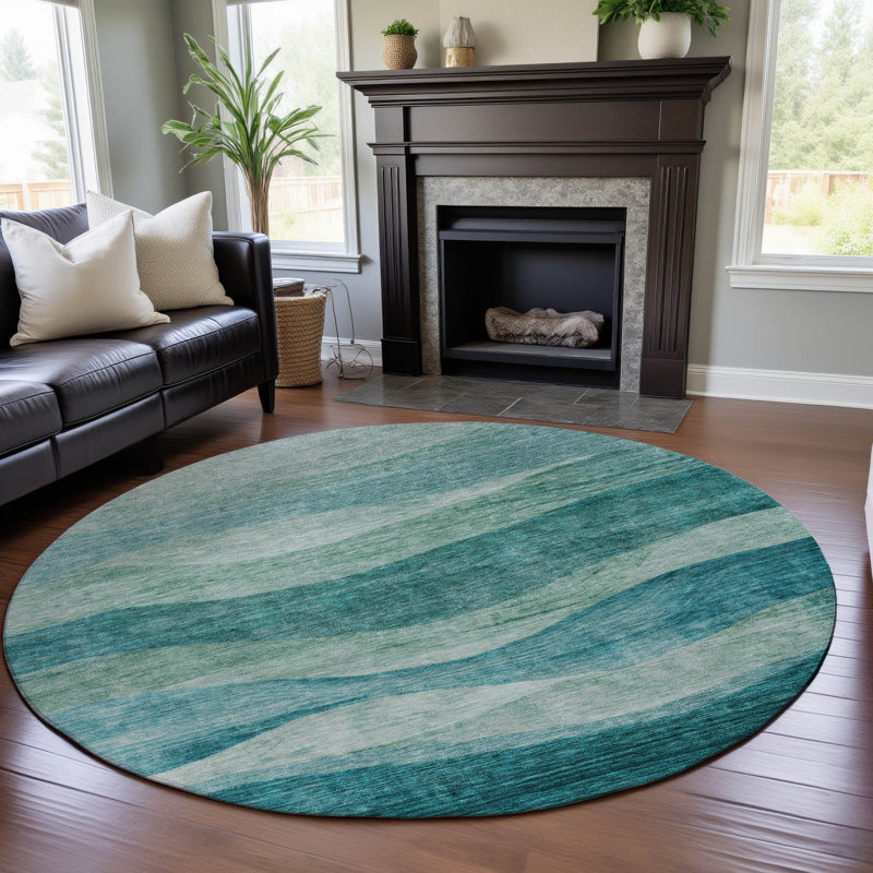 Premium Machine Washable Krause AMF1141 Swirls Rug, Round 8'