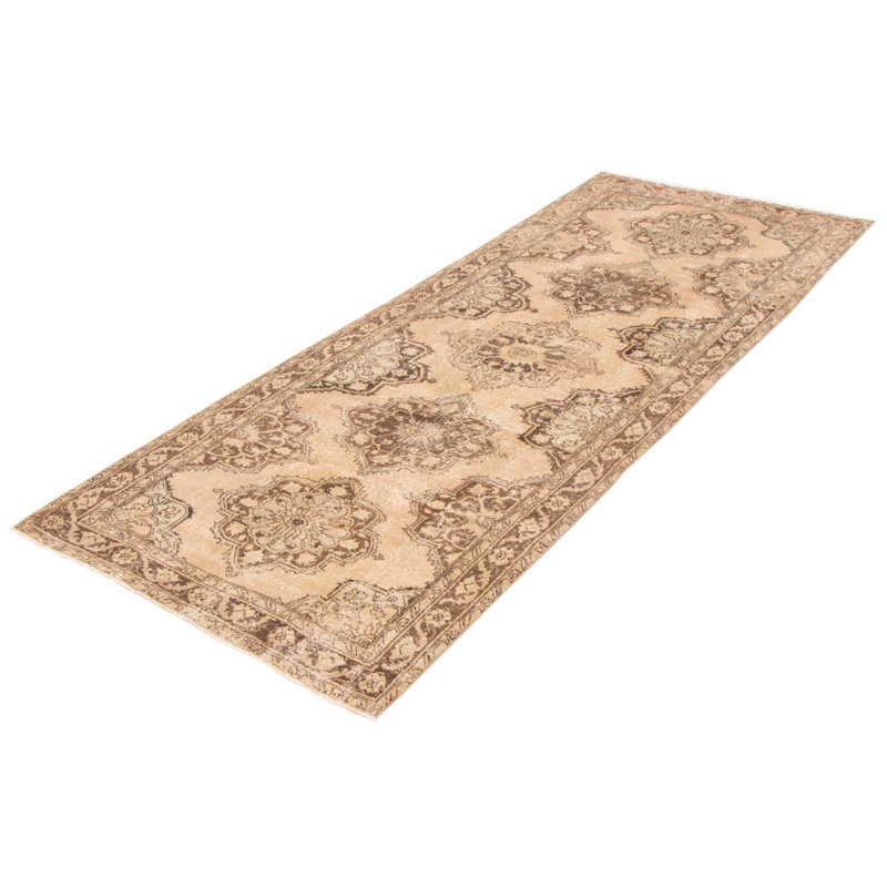 Tapis de couloir unique en laine noué à la main style années 1990 de 4 pi 7 po x 11 pi 11 po Moukthika