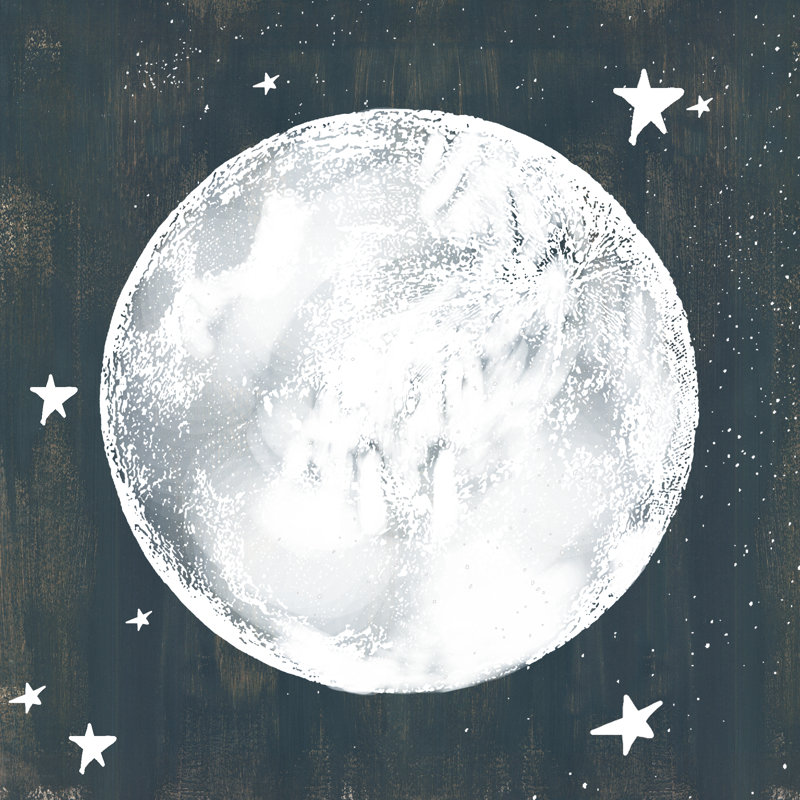 Moon And Stars - Wrapped Canvas Print, 30cm H x 30cm W x 3.8cm D