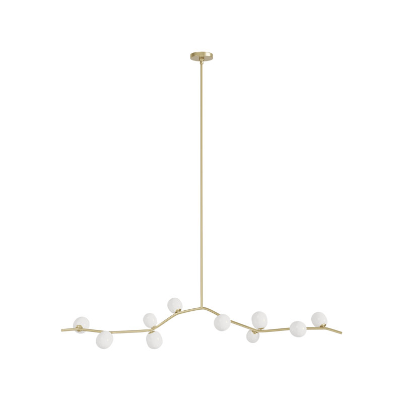 Lustre linéaire moderne unique à 10 lumières Mull, Blanc