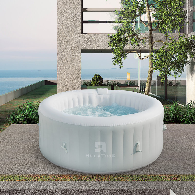 RELXTIME 4 Person 120 - Jet Polyvinyl Chloride (PVC) Round Inflatable Hot Tub in Green