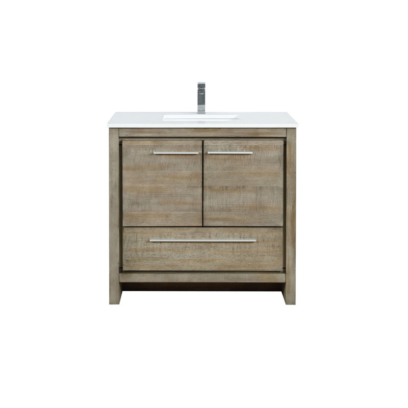 Lafarre 36 in W x 20 in D Single Bath Vanity Faucet Set, Rustic Acacia, White Quartz