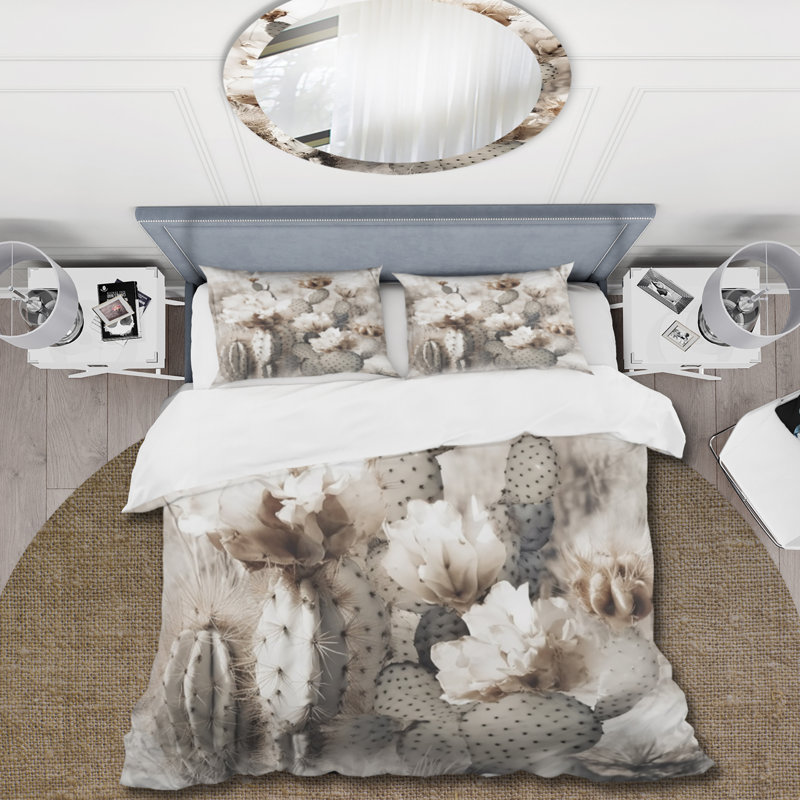Ensemble de housse de couette en microfibre / polyester Cream Desert Cactus Bedding