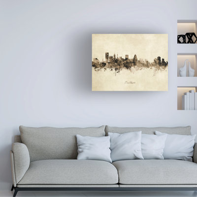 Art sur toile de Michael Tompsett, «Baltimore Maryland Skyline Vintage»