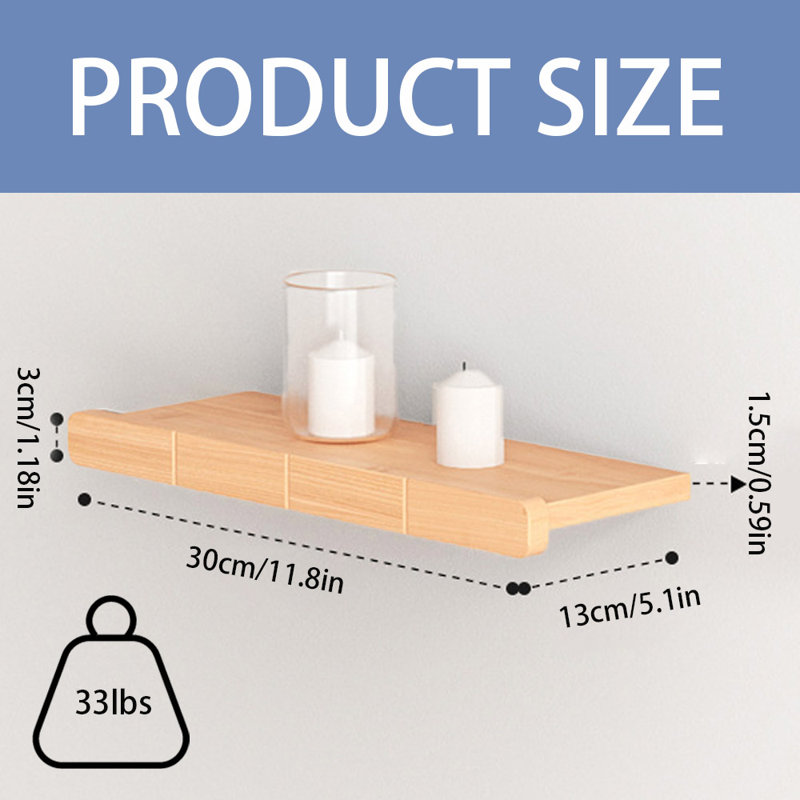 Gela Solid Wood Floating Shelf, Wood, Natural Wood
