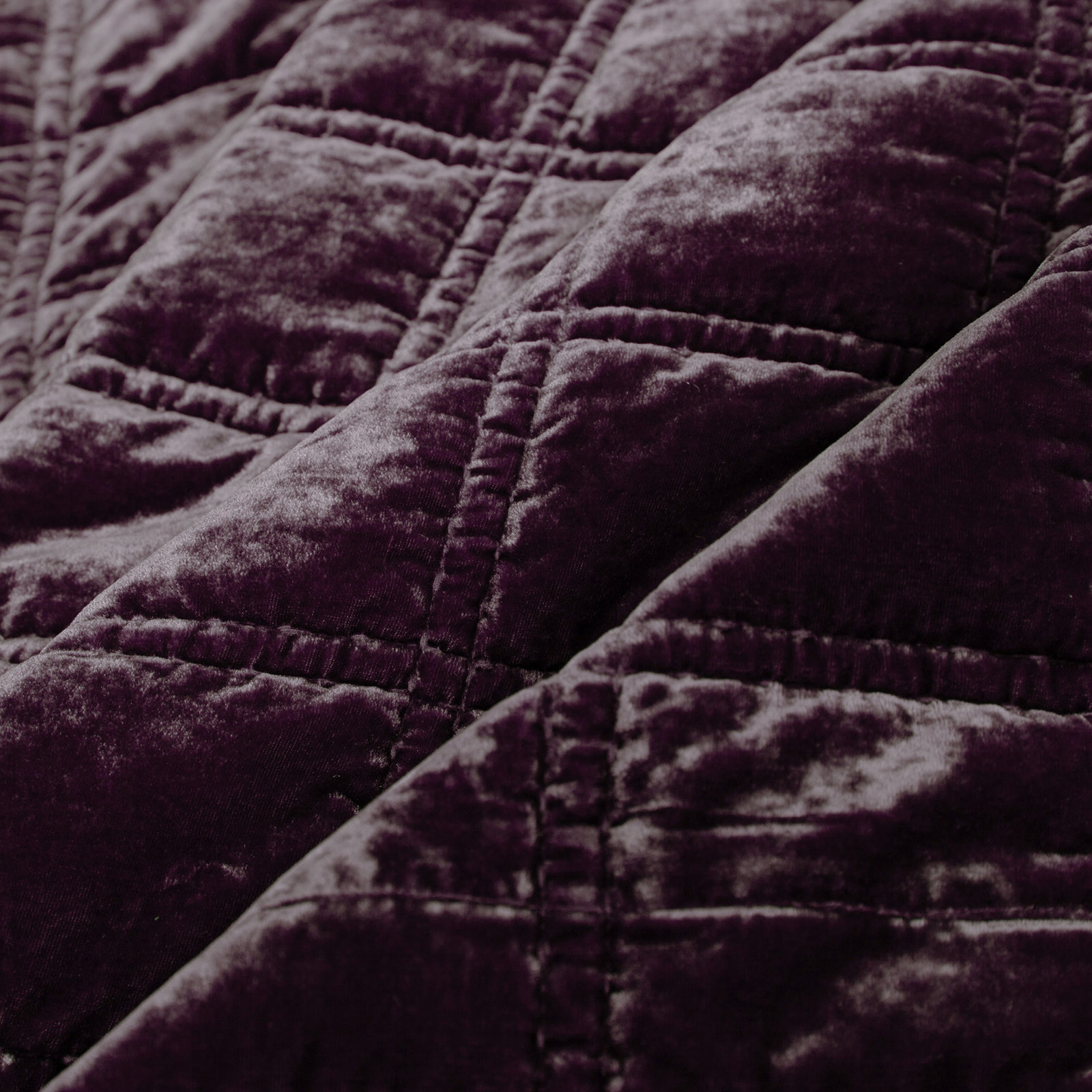 Stella Velvet Quilt Set, King Quilt + 2 King Pillowcases, Dark Violet