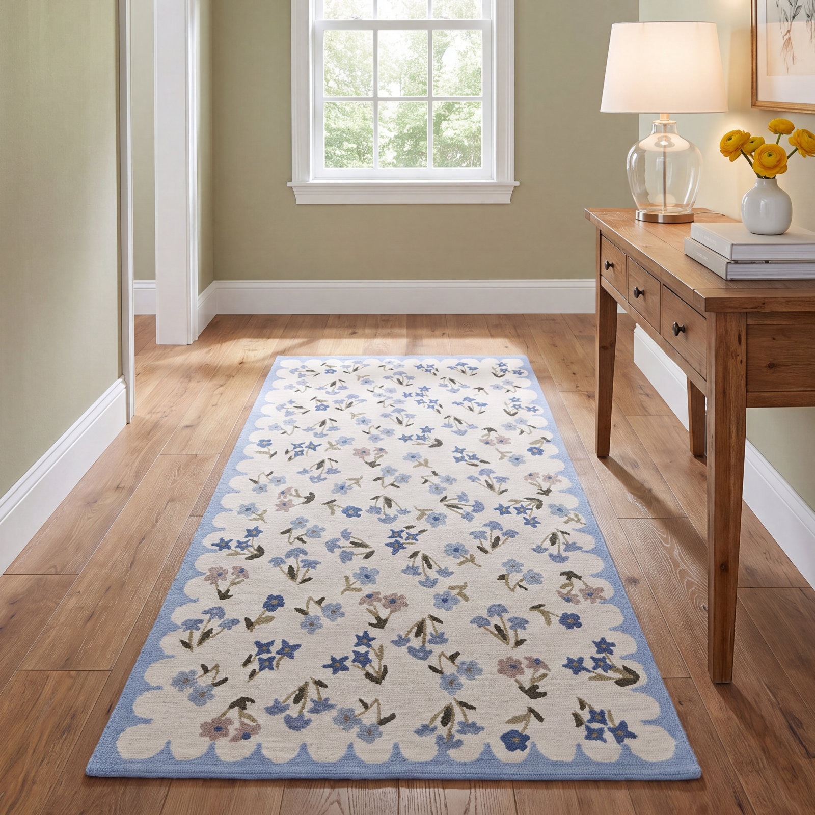 Hand-Tufted Wool Floral Outdoor Rug, Runner 2'3" x 8'
